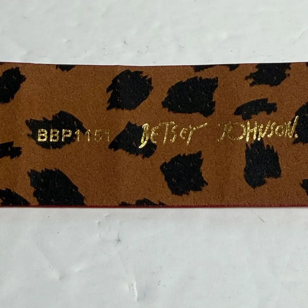 Betsey Johnson Red Waist Belt Large Flower Buckle Leopard Print Small 40